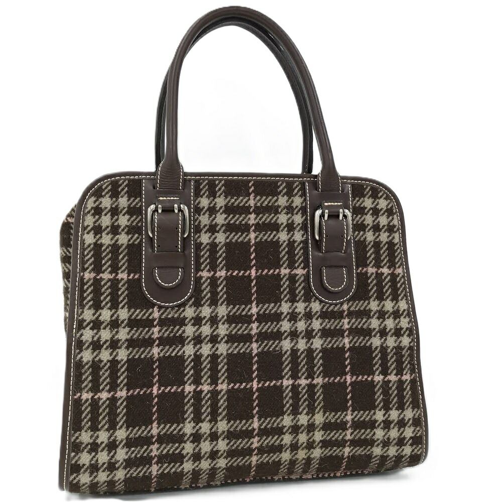 BURBERRY BLUE LABELトートバッグ ハンドバッグ チェック フェルト ブラウン系
