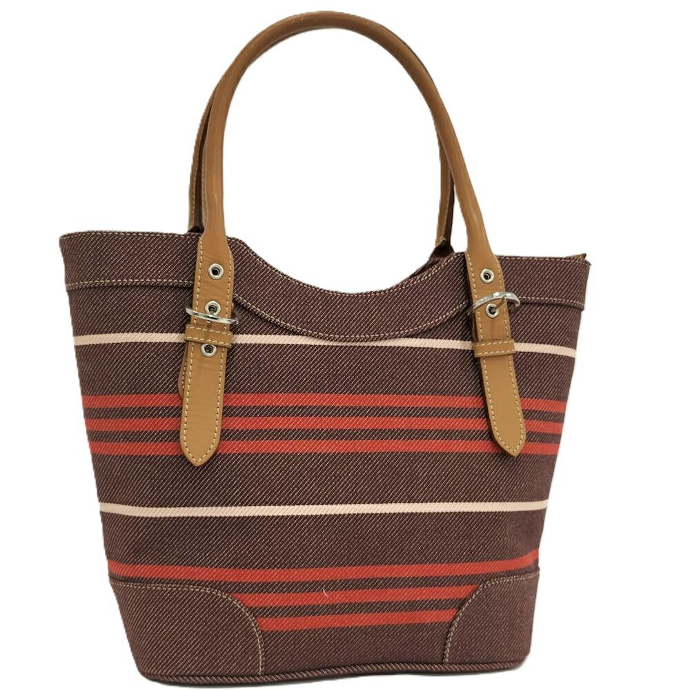 BURBERRY トートバッグ レザー キャンバス ブラウン系