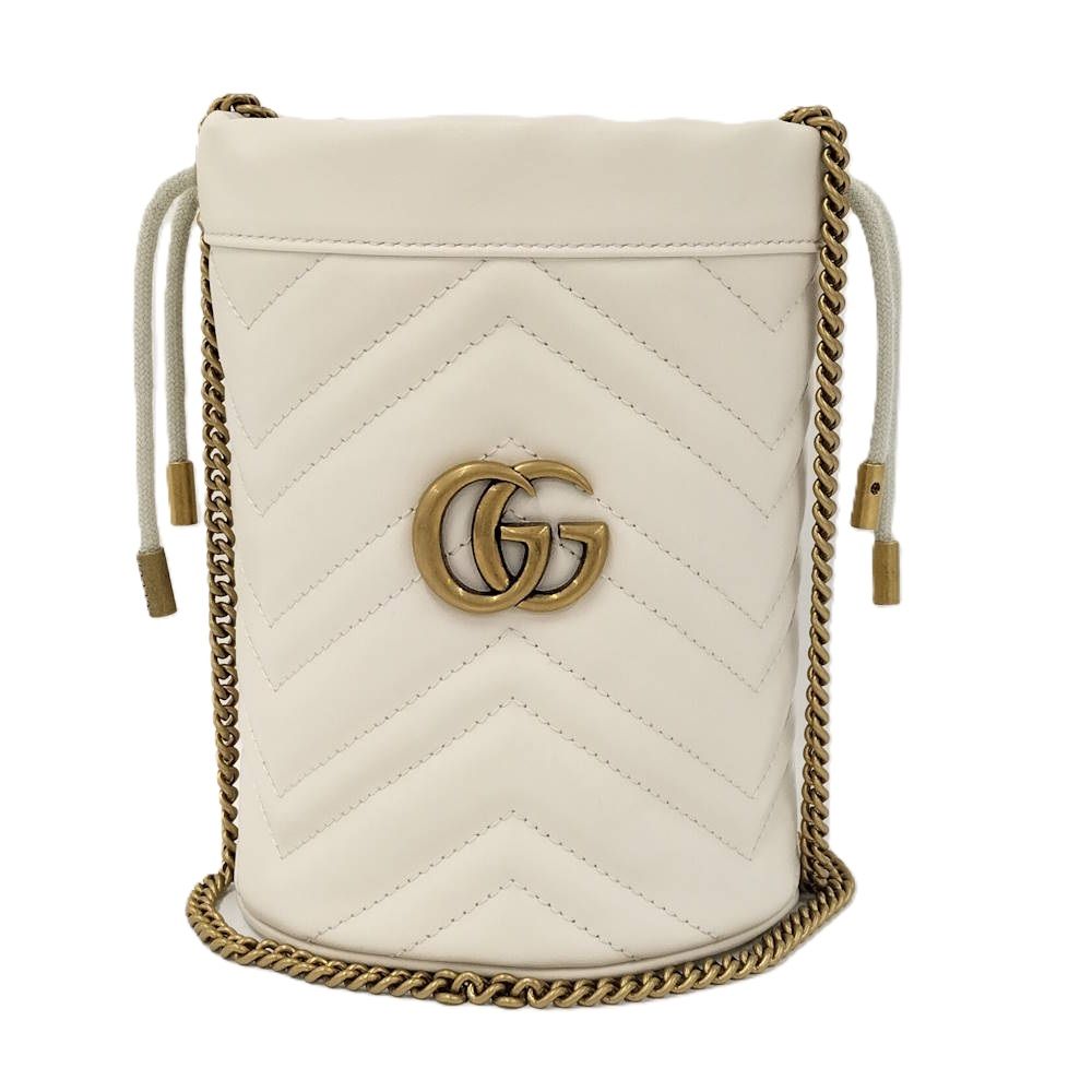 GUCCI ショルダーバッグ GGマーモント レザー アイボリー 575163