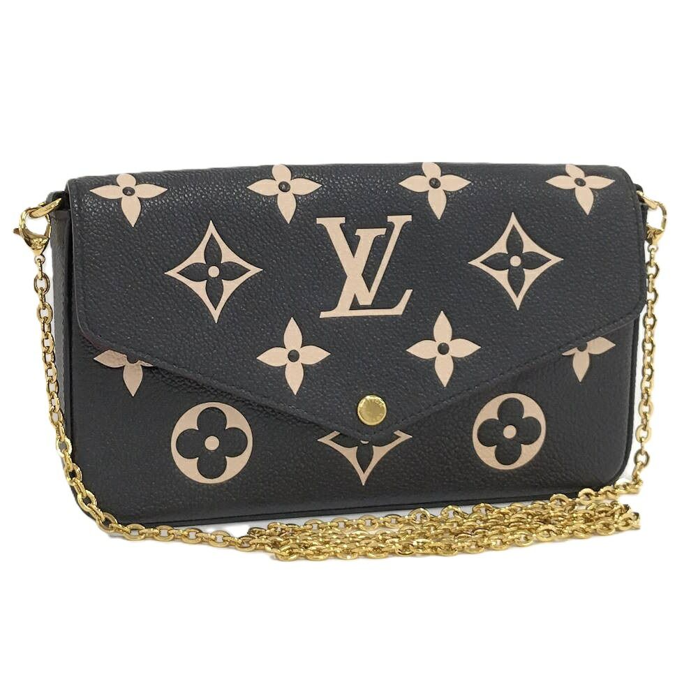 LOUIS VUITTON ポシェットフェリシー チェーンショルダーバッグ モノグラム アンプラント ブラック ベージュ M82479
