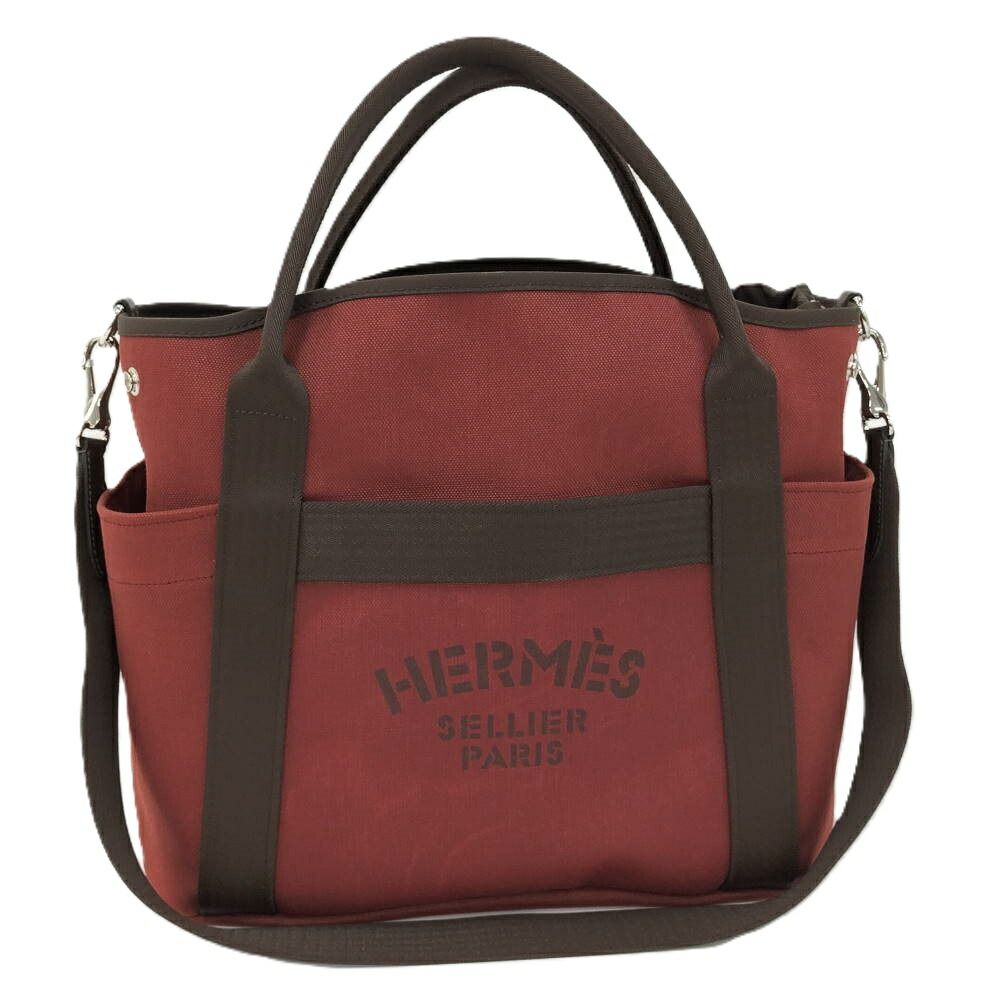 HERMES サック ド パンサージュ グルーム 2WAYバッグ キャンバス ボルドー K刻印