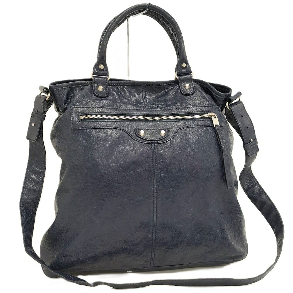 Balenciaga シティ ２WAYバッグ レザー ネイビーブルー