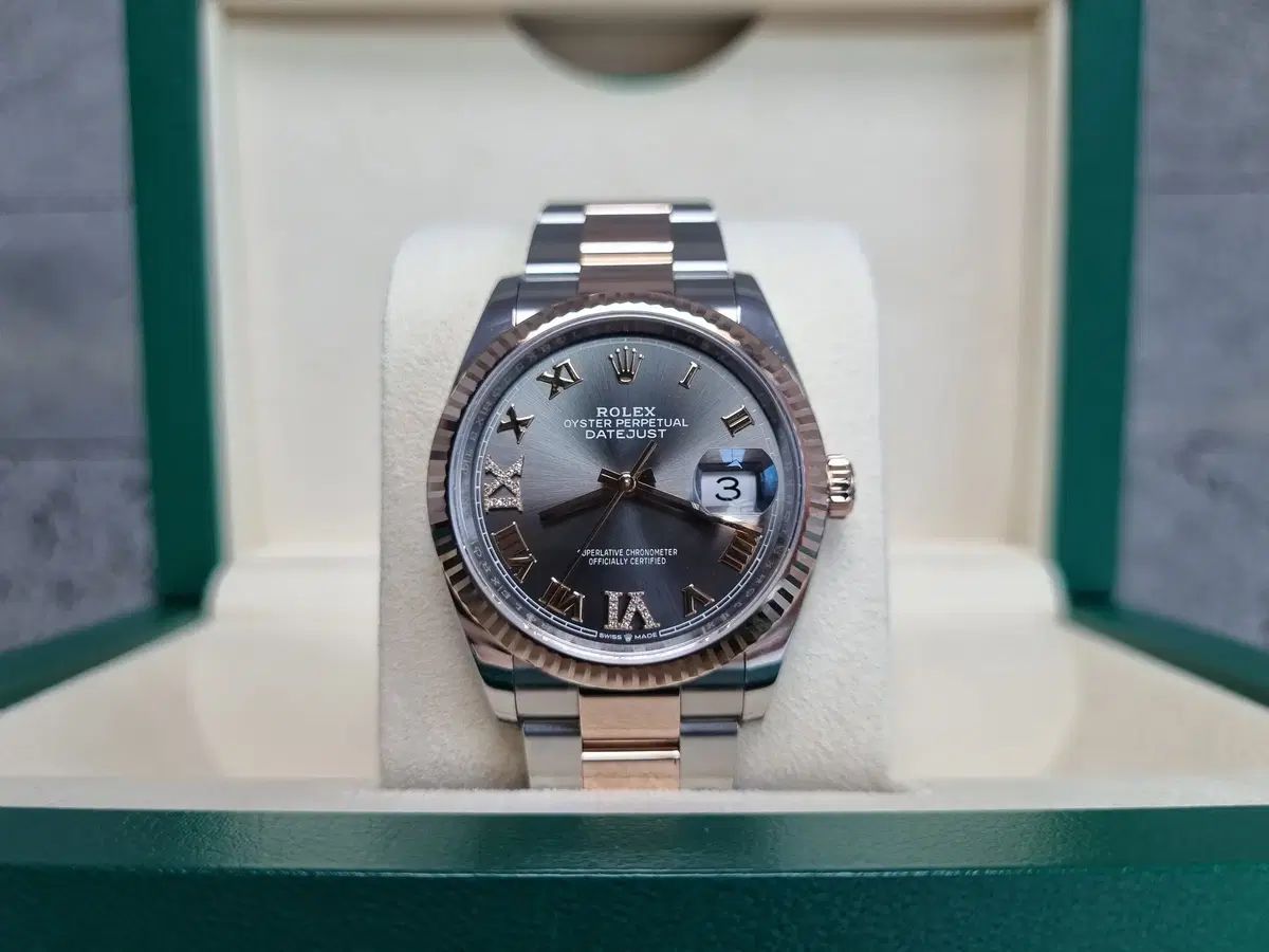 ROLEX デイトジャスト36 DARK rhodium 69ダイヤ ROSE GOLD 126231