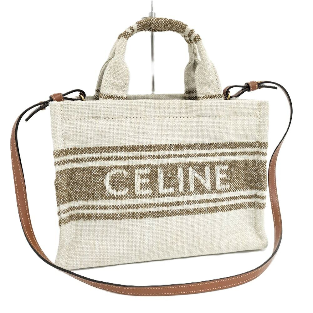 CELINE スモール カバタイス ２WAYバッグ キャンバス ベージュ系