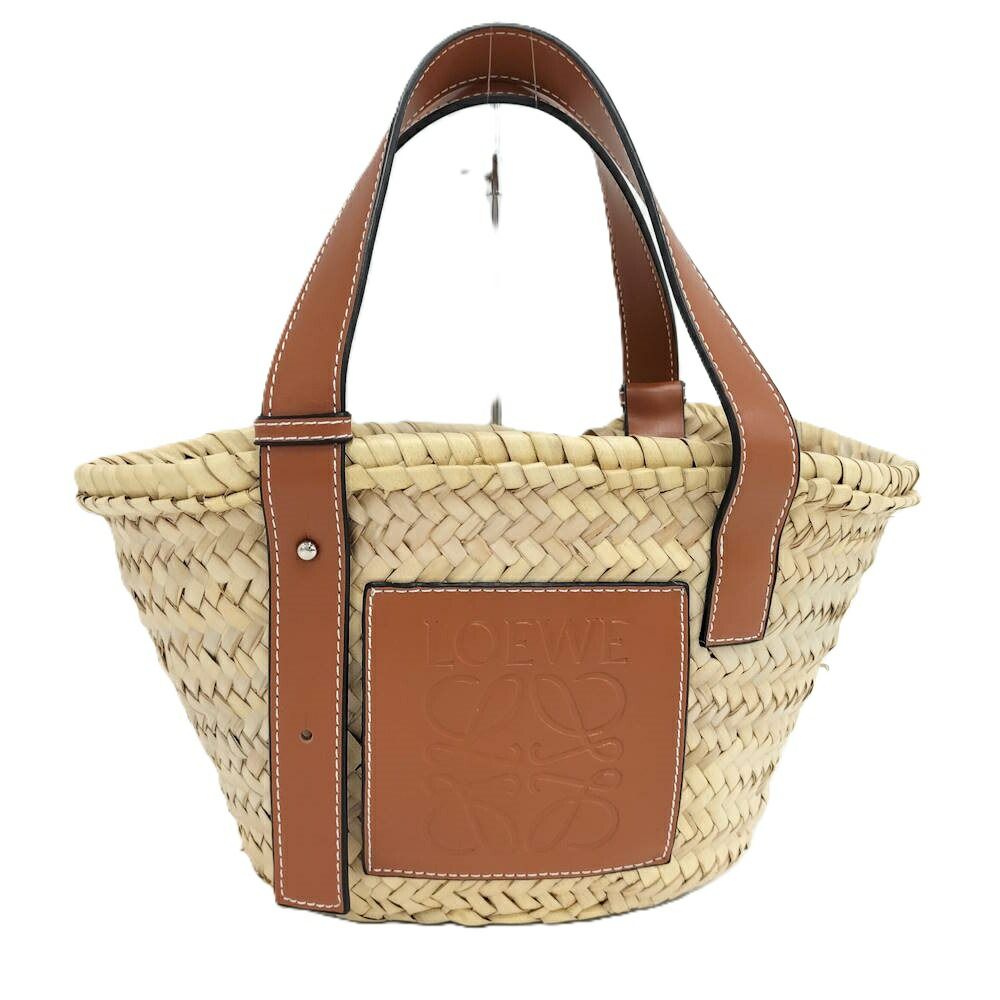 LOEWE カゴバッグ ストロー×レザー ブラウン