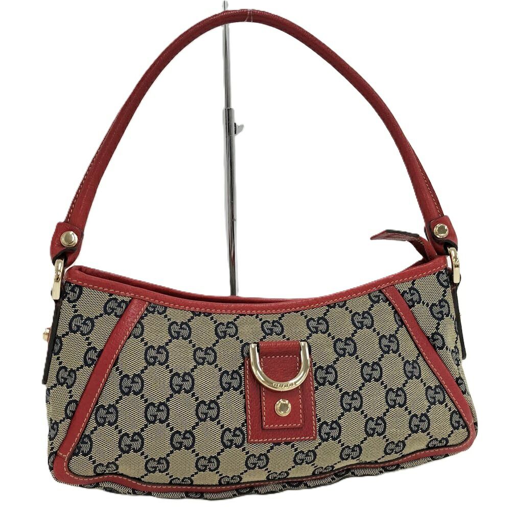 GUCCI アビー ワンショルダーバッグ GGキャンバス ベージュ レッド 130939