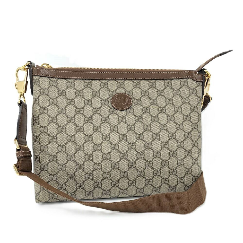 GUCCI ショルダーバッグ インターロッキングG GGスプリーム PVCコーティング ブラウン系 726833