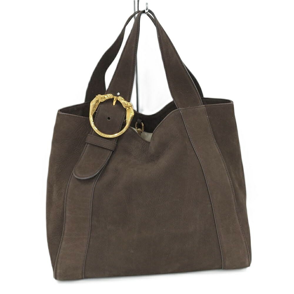 GUCCI トートバッグ スエード ダークブラウン 296877