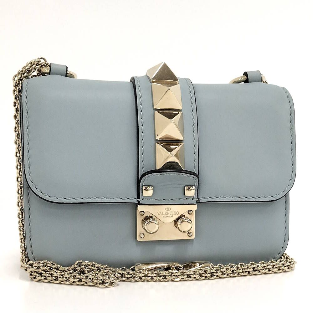 Valentino ロックスタッズショルダーバッグ レザー ライトブルー
