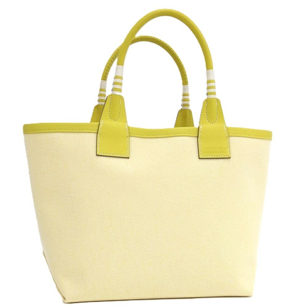 HERMES スティープル25 トートバッグ トワルアッシュ×スイフト ライム B刻印