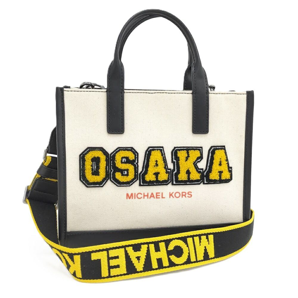 MICHAEL KORS ２WAYバッグ 大阪 レザー×キャンバス アイボリー×ブラック