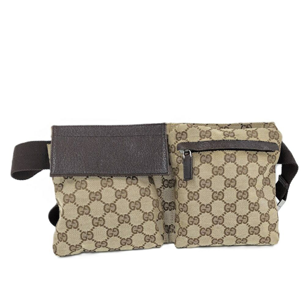 GUCCI ボディバッグ GGキャンバス レザー ブラウン 28566