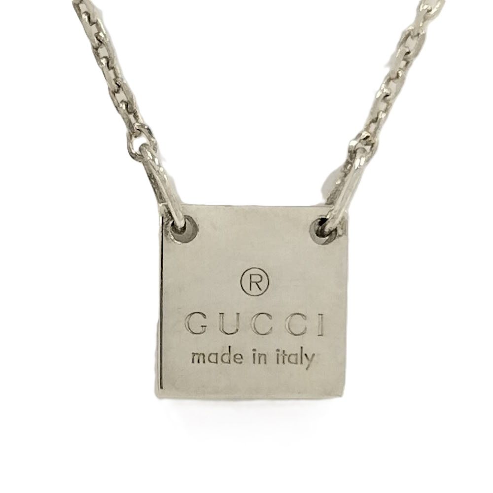 GUCCI スクエアプレート シルバーネックレス