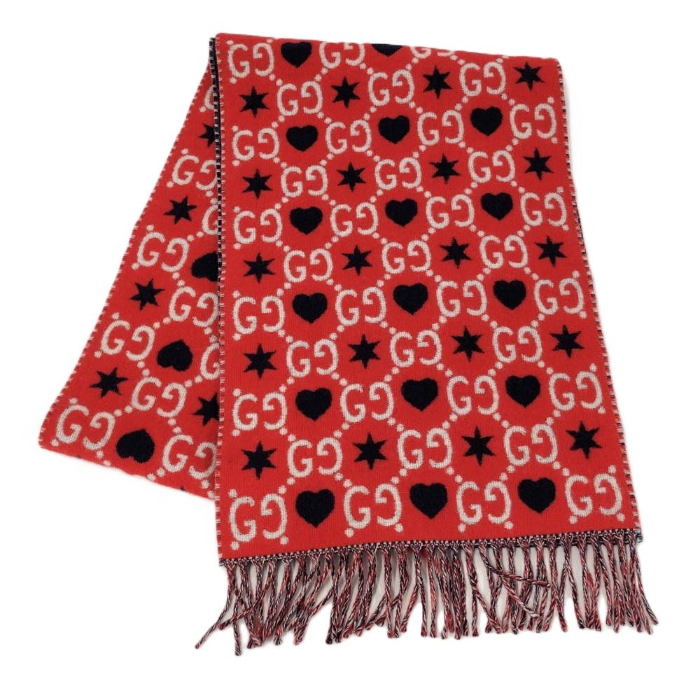 GUCCI GG ハート柄 リバーシブルマフラー 601176