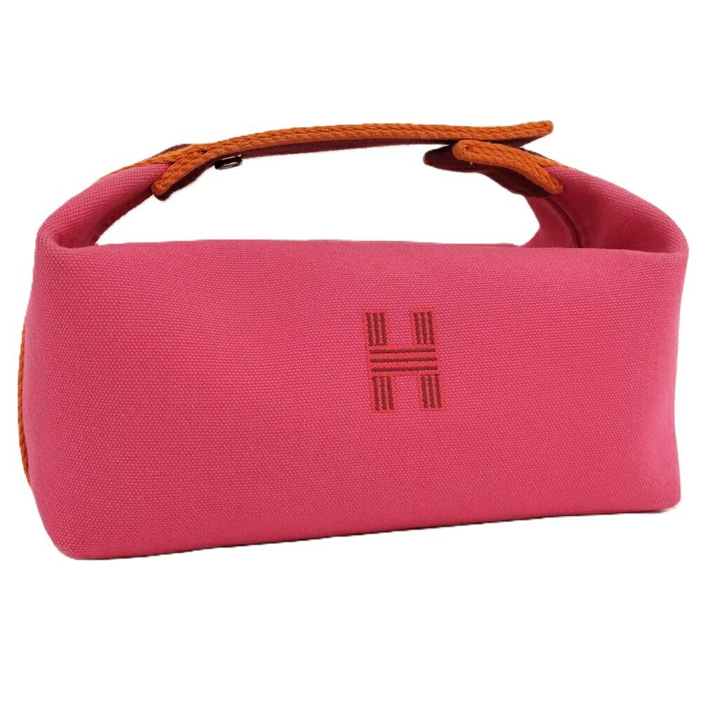 HERMES ブリッド ア ブラック PM ハンドバッグ キャンバス ピンク