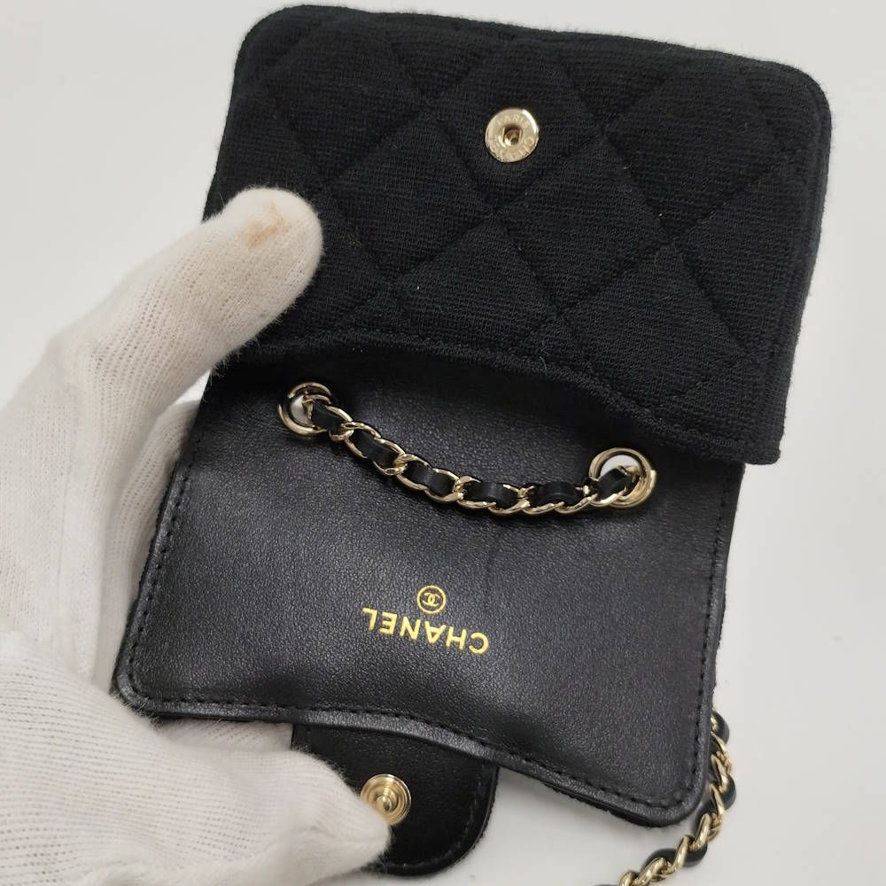 CHANEL ミニミニマトラッセ チェーンショルダーポーチ コットン