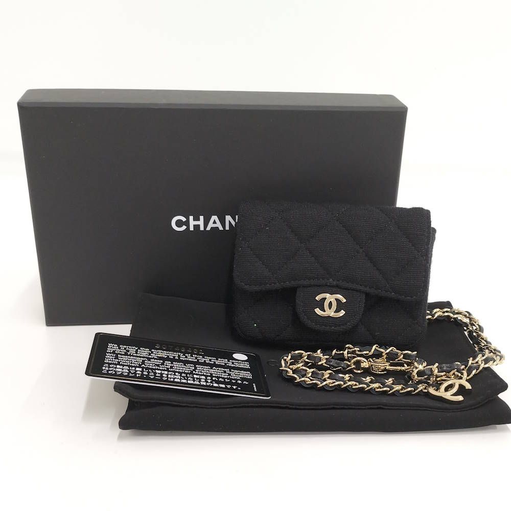 CHANEL ミニミニマトラッセ チェーンショルダーポーチ コットン
