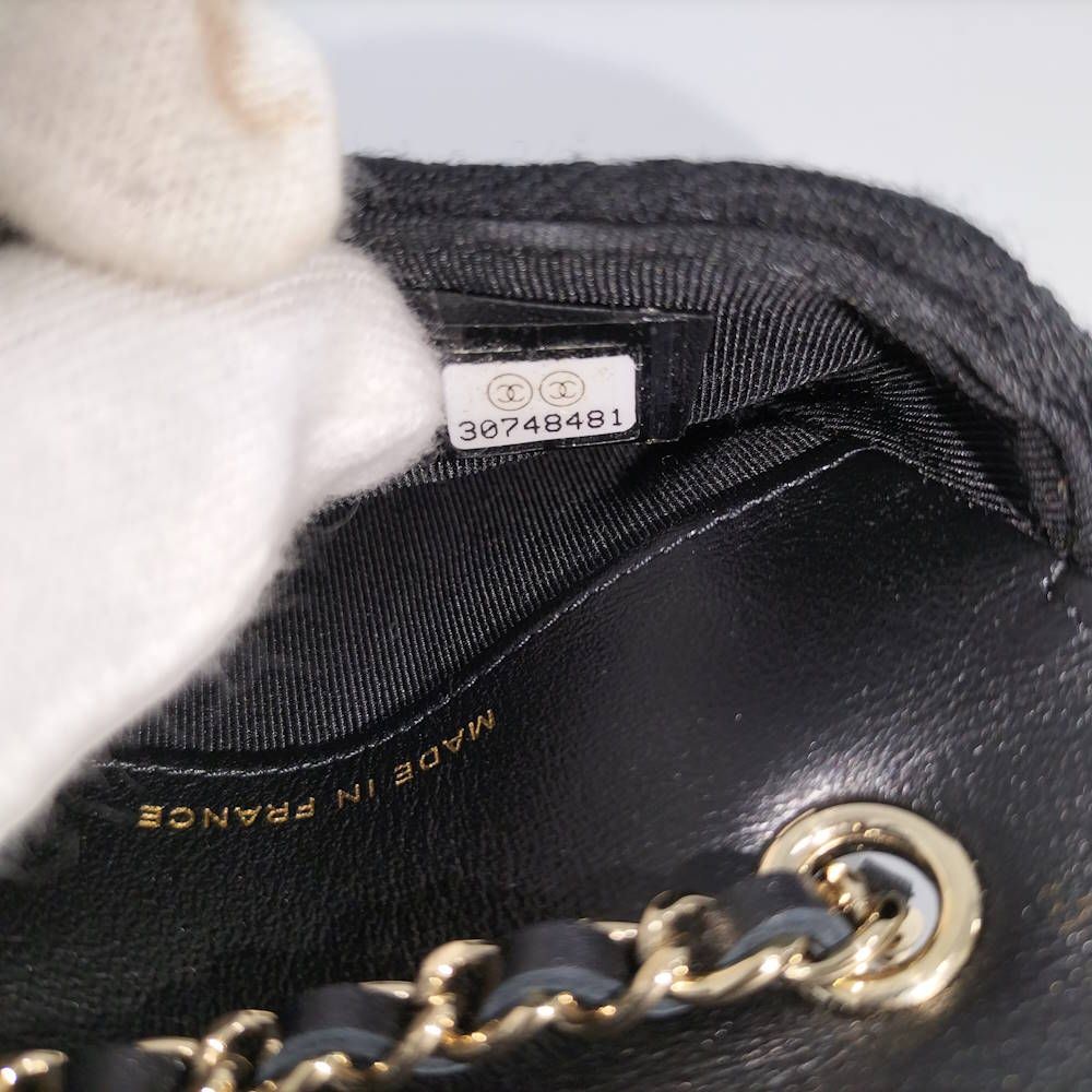 CHANEL ミニミニマトラッセ チェーンショルダーポーチ コットン