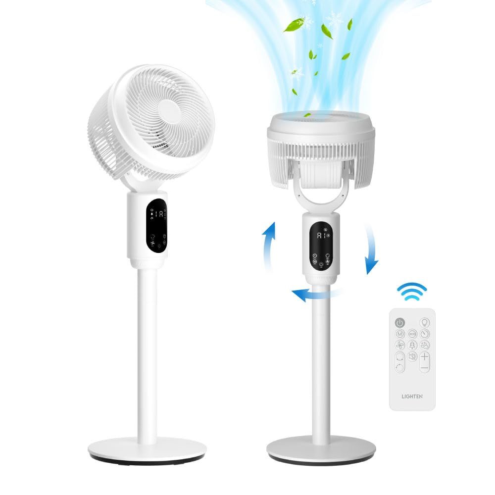 扇風機 リビング サーキュレーター 【2024節電対策＆3D首振り】 風量3段階調節 4モード 扇風機 ACモーター 静音 リモコン付き リビング 卓上 両用 さーきゅれーたー 省エネ 入/切タイマー リモコン付き 高さ調整可能 パワフル送風 オシャレ 2ry