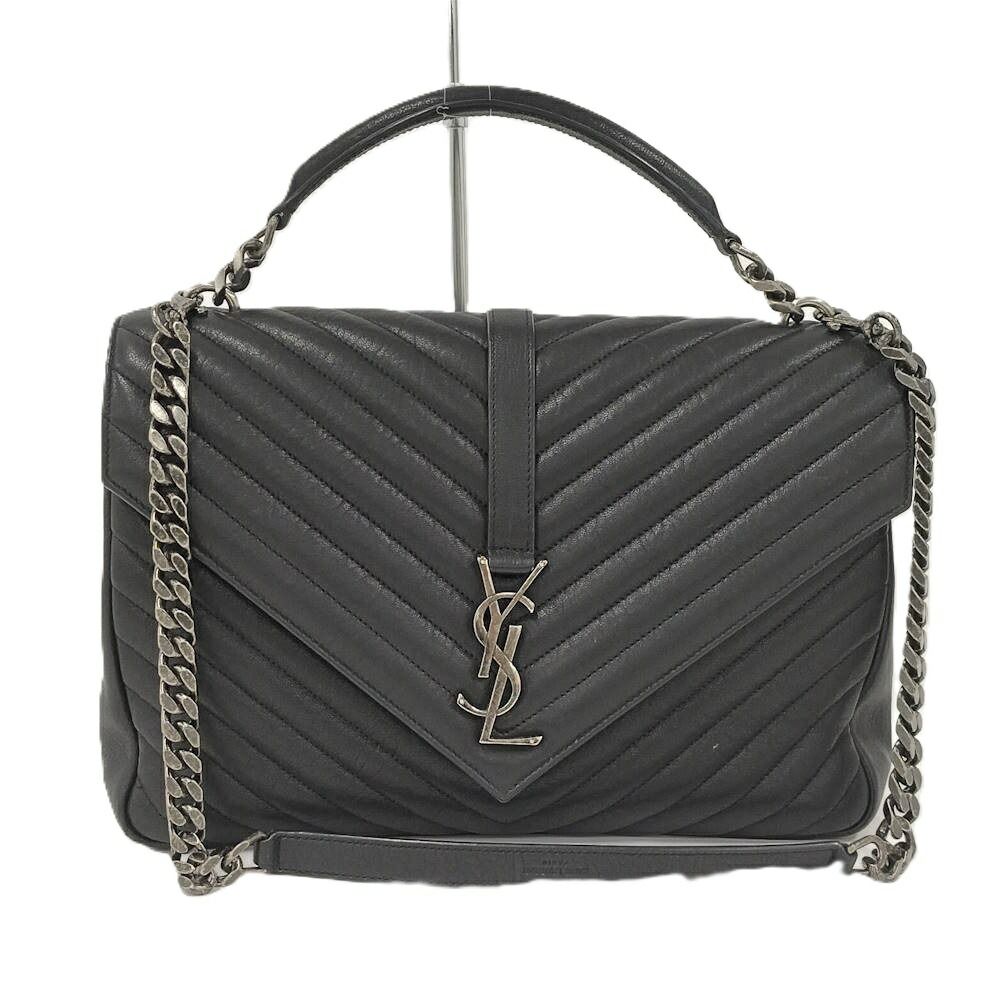 SAINT LAURENT カレッジ ショルダーバッグ レザー ブラック 55,539円