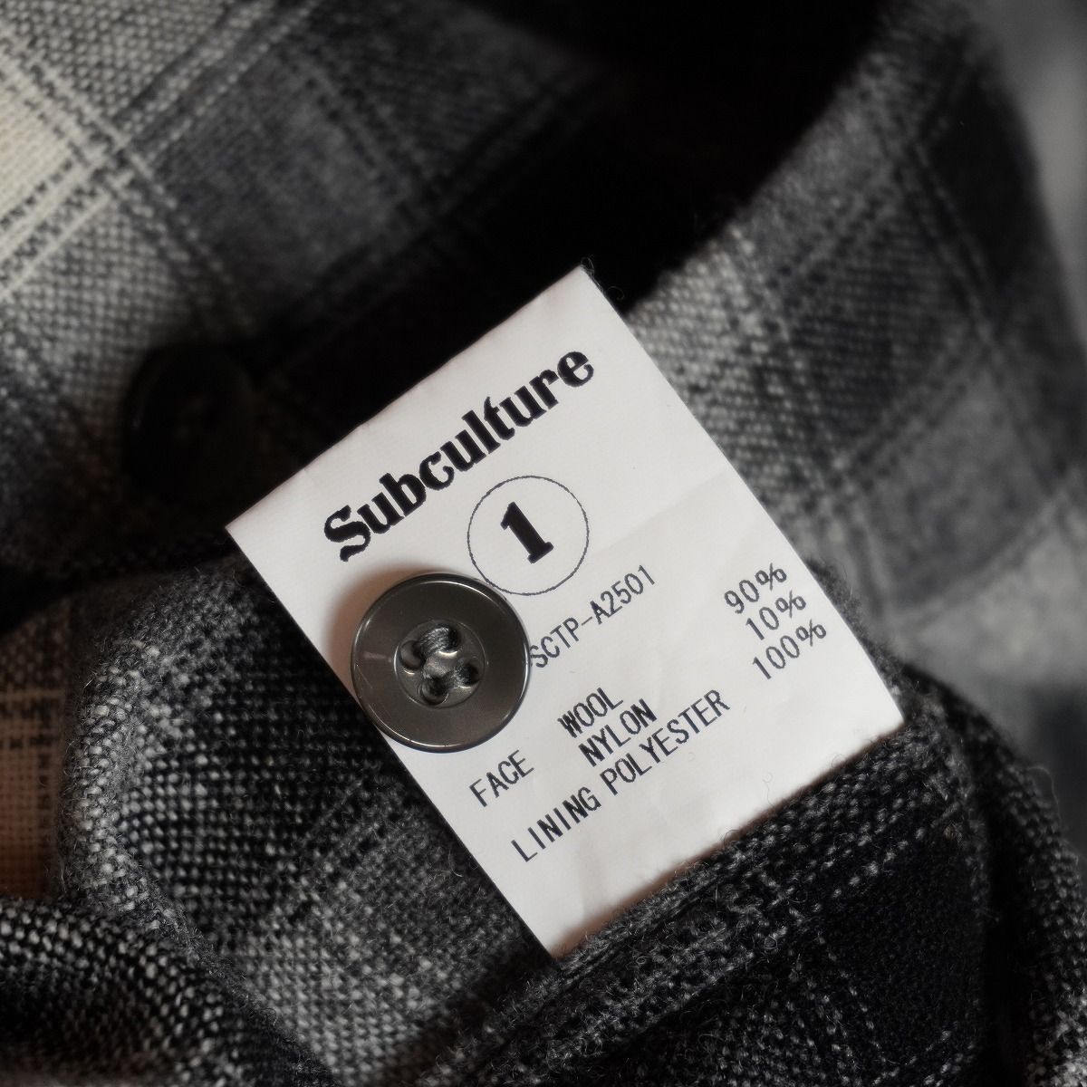 美品25AW Sub Culture サブカルチャー WOOL CHECK SHIRT 長袖 ウール 