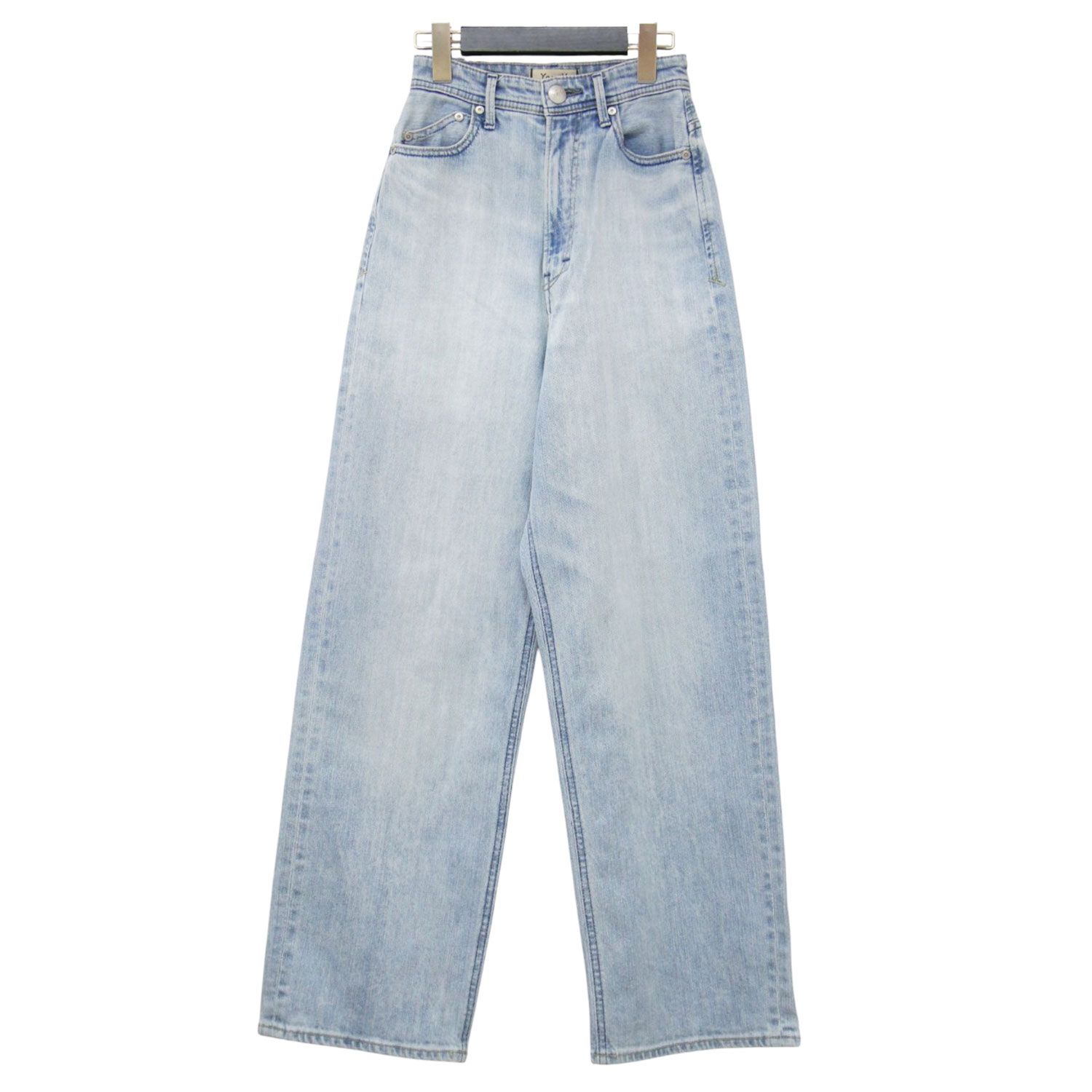 YANUK ヤヌーク パンツ ブルー サイズ:21(XS) JOAN ルーズ ストレート デニムパンツ ワイド ハイウエスト コットン 日本製 ボトムス ジーンズ ジーパン【レディース】【中古】