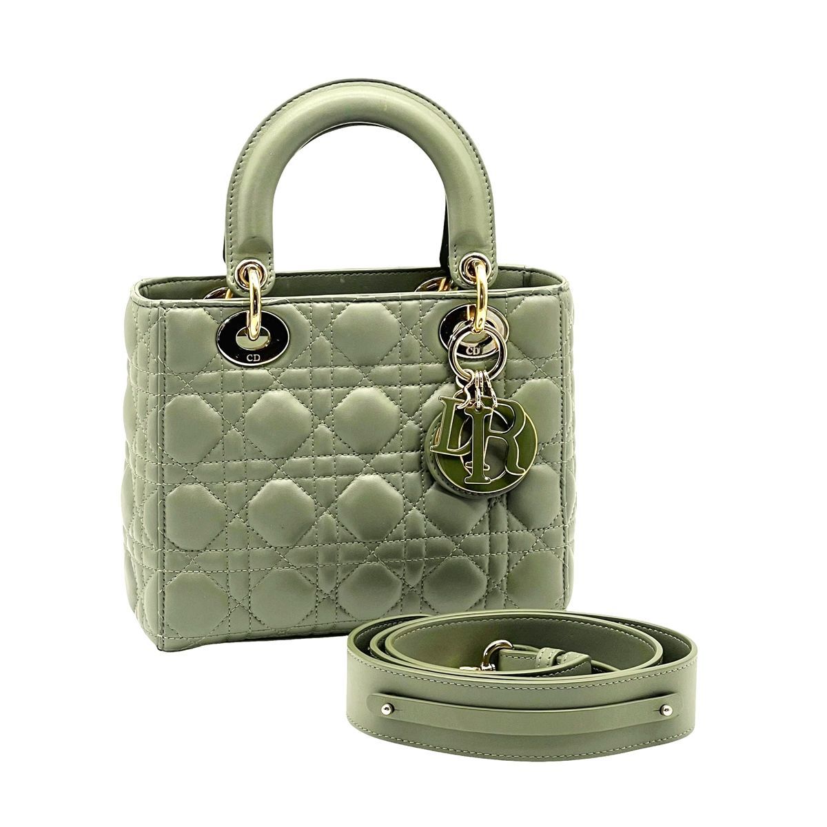【中古】 Christian Dior レディーディオール マイ ABC ディオール スモール ダークグリン ラムスキン M0538OCEA_M67H 2way ハンドバッグ ショルダーバッグ ※中汚れ大 25040055 GS
