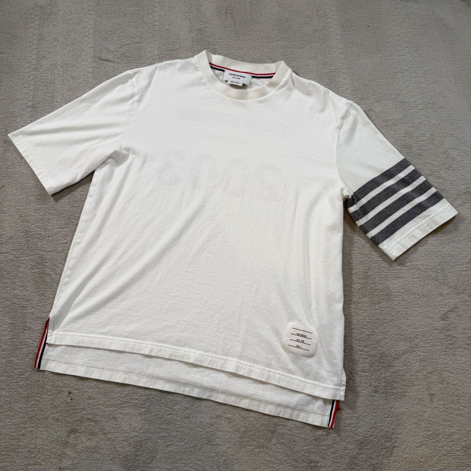 極美品 トムブラウン THOM BROWNE Tシャツ 3サイズ 白 ホワイト 4BAR