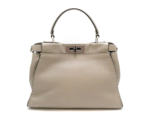 FENDI　フェンディ　セレリア　レギュラーピーカブー　グレージュ　レザー　8BN290　レディース【中古】430