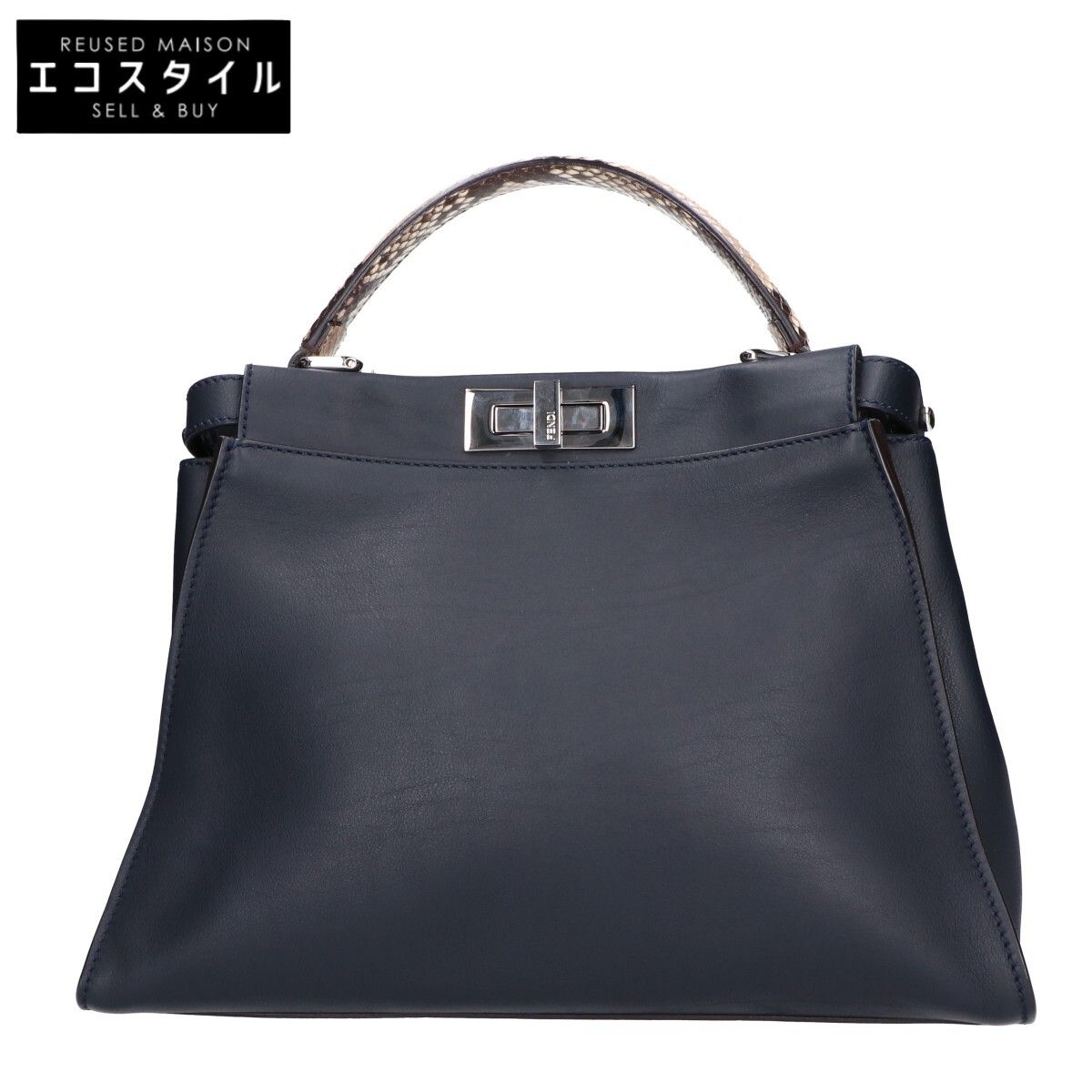FENDI　フェンディ　8BN290 ピーカブー ミディアム モンスター パイソンハンドル 2WAYショルダーバッグ