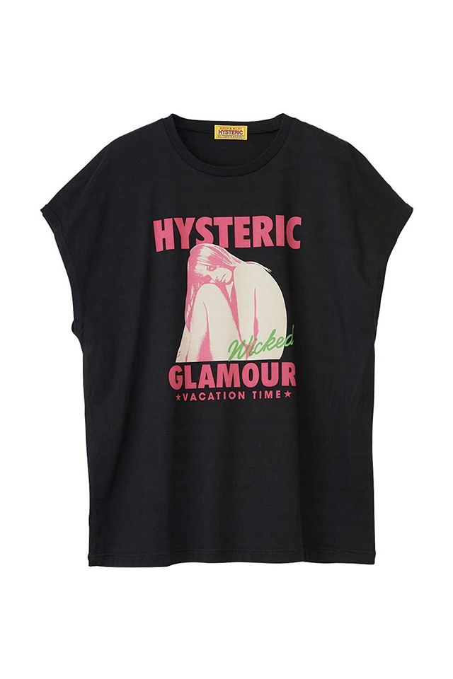 HYSTERIC GLAMOUR ヒステリックグラマー 01261CT15 VACATION TIME Tシャツ BLACK 正規通販 レディース