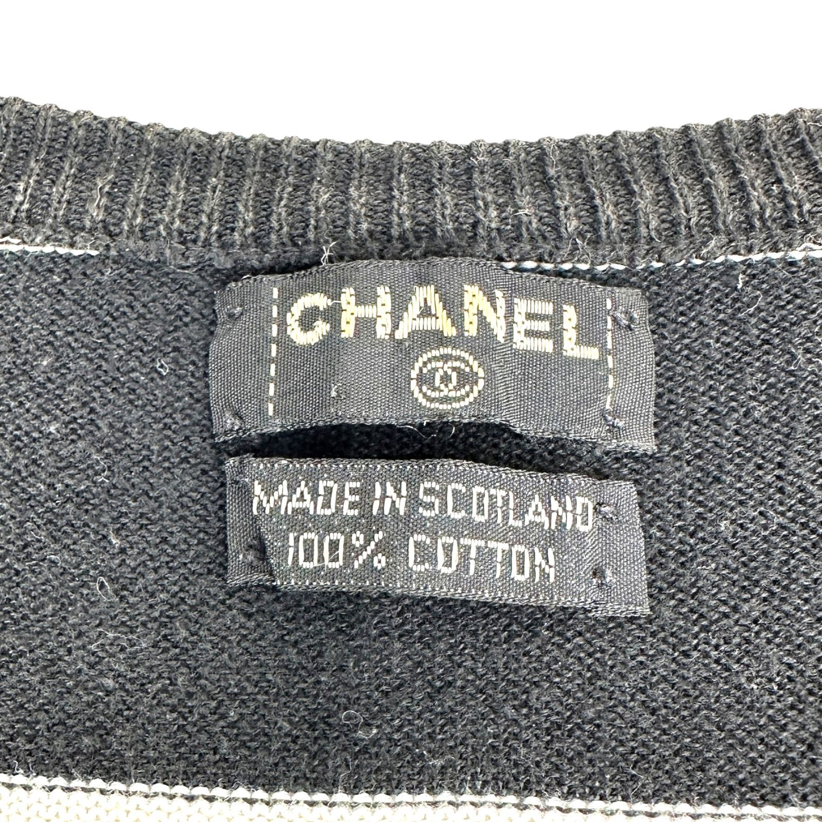 CHANEL】 シャネル 半袖ニット Mサイズ コットン ブラック レディース