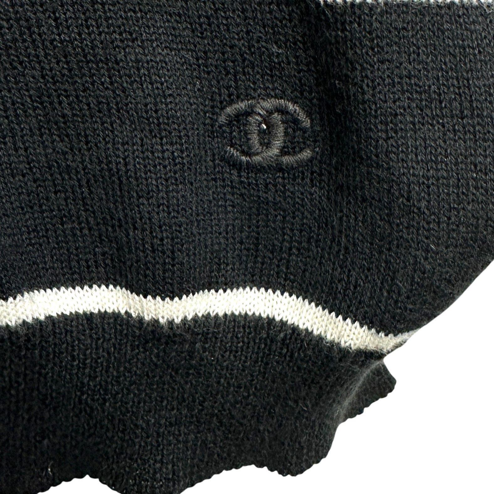 CHANEL】 シャネル 半袖ニット Mサイズ コットン ブラック レディース