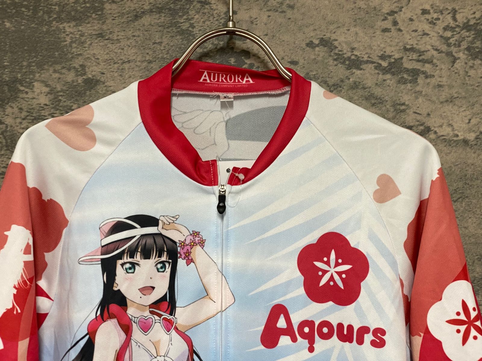 KG889 アウローラ AURORA 半袖 サイクルジャージ 白 赤 XL ラブライブ