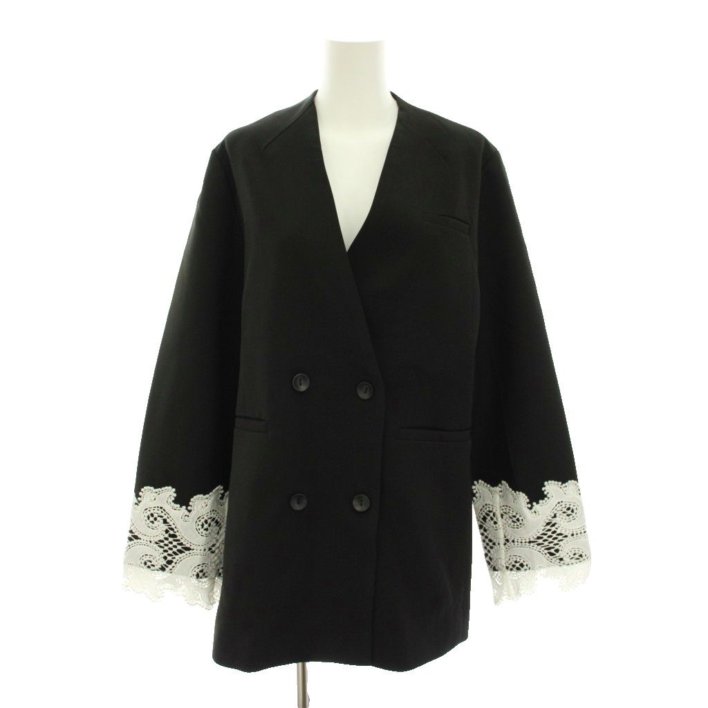 サハラ sahara レースカフオーバージャケット Lace Cuff Over Jacket ノーカラージャケット アウター ダブル FREE 黒 ブラック 白 ホワイト 01-OT115-25-03 /YT