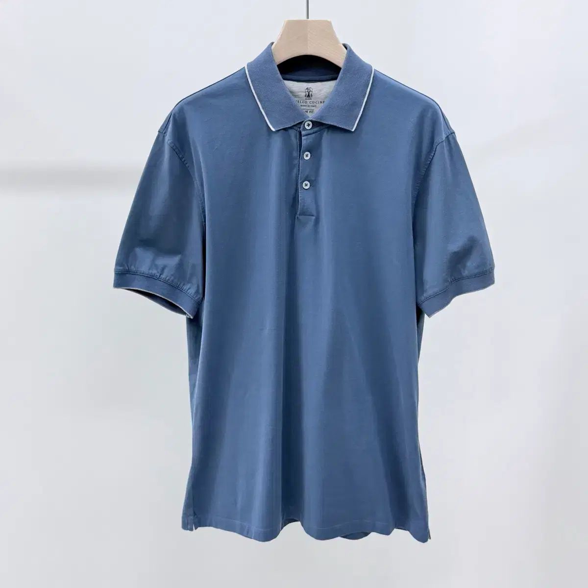 S+級/XL ブルネロクチネリ コットン 半袖 カラーTシャツ ブルー