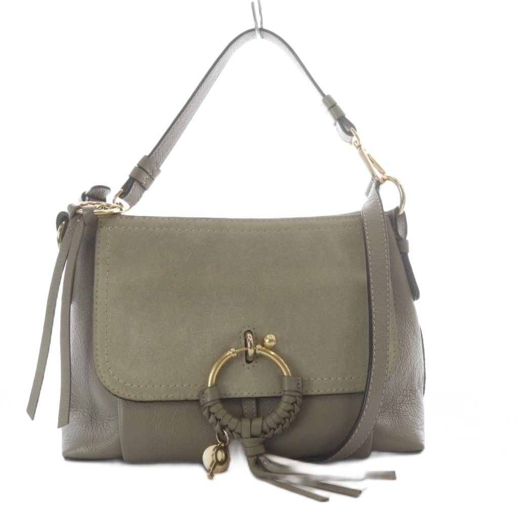 シーバイクロエ SEE BY CHLOE ジョアン 2WAY クロスボディ ショルダーバッグ ハンドバッグ ワンハンドル 2way レザー スエード グレージュ /YO15