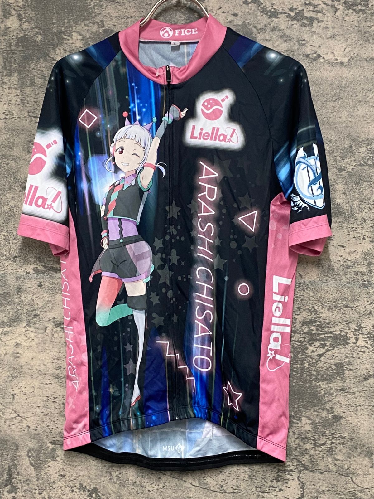 KG893 ファイス FICE 半袖 サイクルジャージ 黒 ピンク L ラブライブ! スーパースター!! 2023 嵐千砂都 Ver.