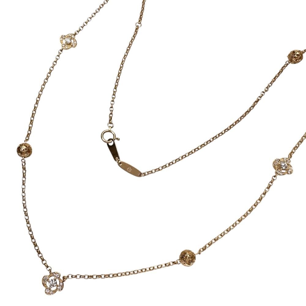 【MONNICKENDAM/モニッケンダム】ロング ステーションデザイン ダイヤモンド 0.84ct ネックレス K18YGイエローゴールド 18金 11.8g 74cm レディース 【中古】【真子質店】【GD】