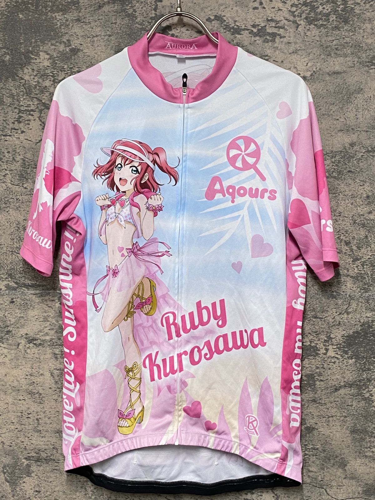 KG887 アウローラ AURORA 半袖 サイクルジャージ 白 ピンク XL ラブライブ! サンシャイン!! 2022 黒澤ルビィ Ver.