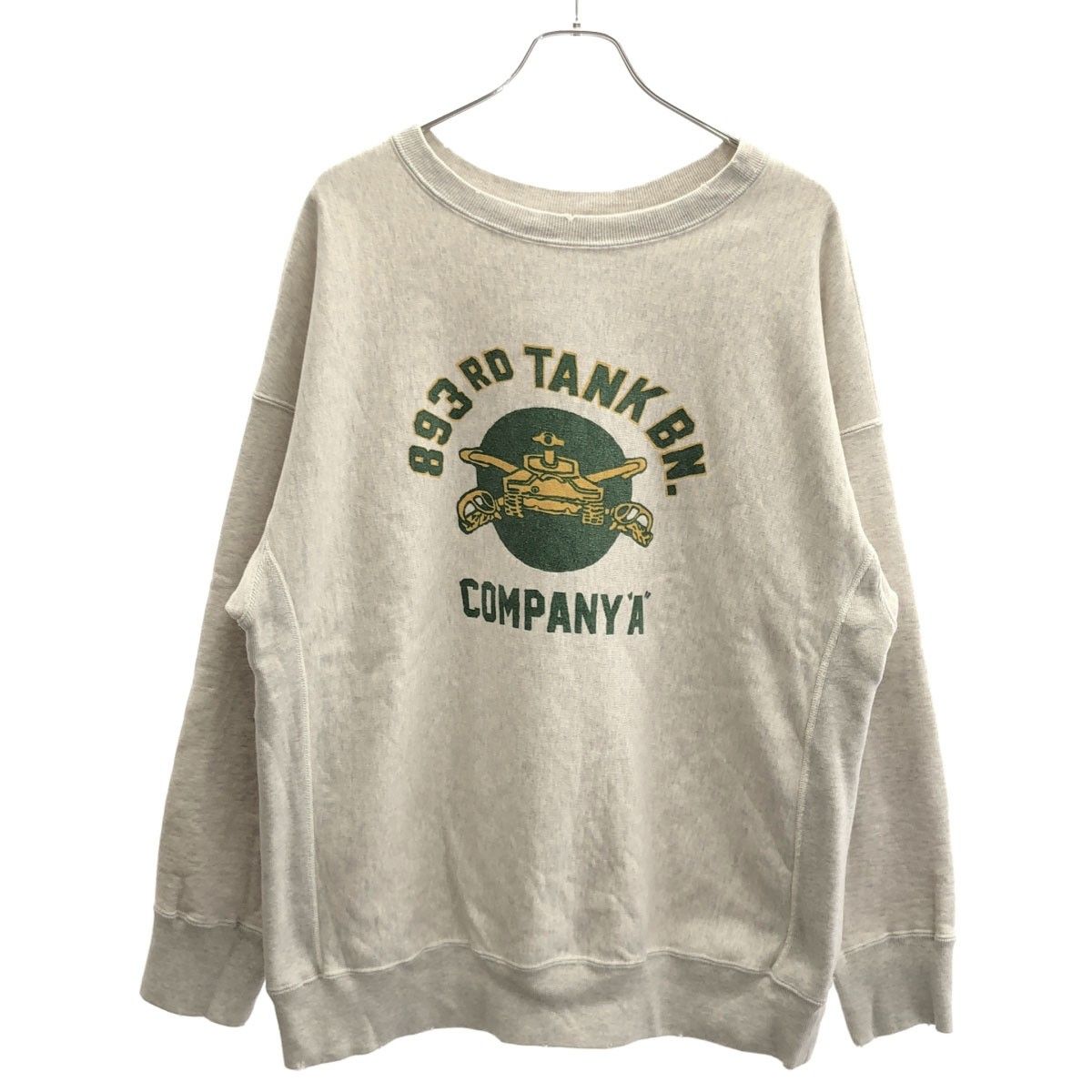 BOWWOW バウワウ 24SS US ARMY 893RD TANK BN SWEAT SHIRT ビンテージ加工スウェットプルオーバー  グレー L BOWWOW バウワウ 24SS US ARMY 893RD TANK BN SWEAT SHIRT ビンテージ