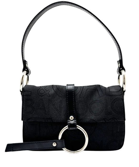 【中古】DOLCE&GABBANA ドルチェアンドガッバーナ アクセサリーポーチ ハンドバッグ ミニバッグ ブラック シルバー金具 キャンバス レザー ロゴ ミニポーチ レディース D＆G 【ブランドギャラリー東心斎橋店】