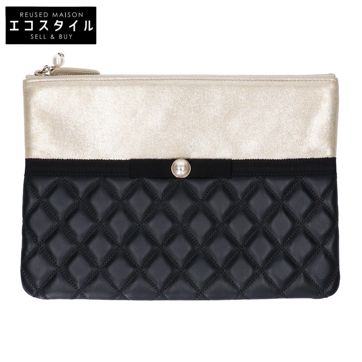 CHANEL シャネル 新品同様 22番 マトラッセ ラムスキン パールココ
