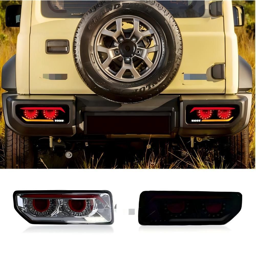 スズキ Suzuki ジムニー Jimny 2019年対応 リアLEDテールランプ テールライト スモークレンズ仕様 ABS製 外装アクセント ドレスアップ 交換用パーツ