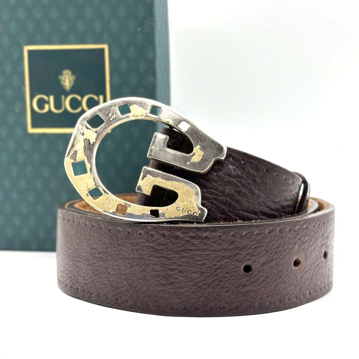 時を刻んだ存在感】 GUCCI オールドグッチ レザーベルト ホースシュー