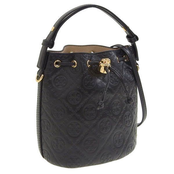 トリーバーチ バッグ レディース ショルダーバッグ 2way 斜めがけ レザー ブラック T MONOGRAM LEATHER MINI BUCKET BAG 158530 001 TORY BURCH