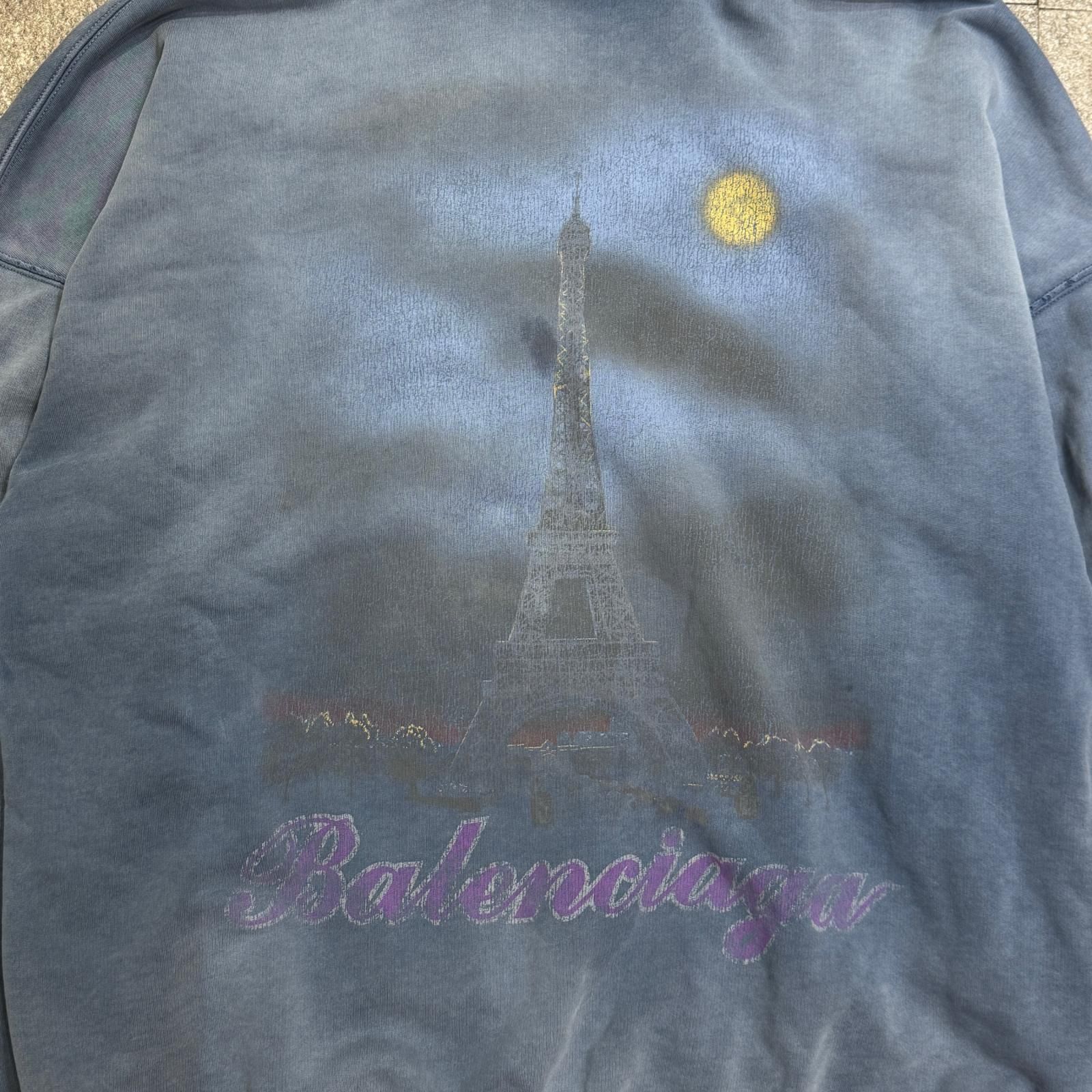 参考上代199100円 BALENCIAGA 24SS Paris Moon Hoodie パリムーン スウェットパーカー 長袖 スウェットパーカー バレンシアガ 744462 ブルー 2 （18574M） 参考上代199100円 BALENCIAGA 24SS Paris Moon Hoodie パリムーン