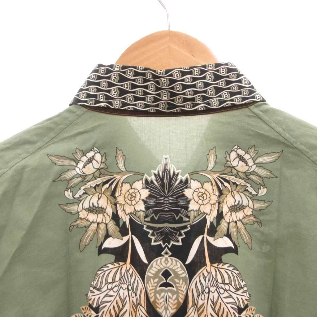 エトロ ETRO シャツ ブラウス 長袖 カジュアル 花柄 46 緑 グリーン