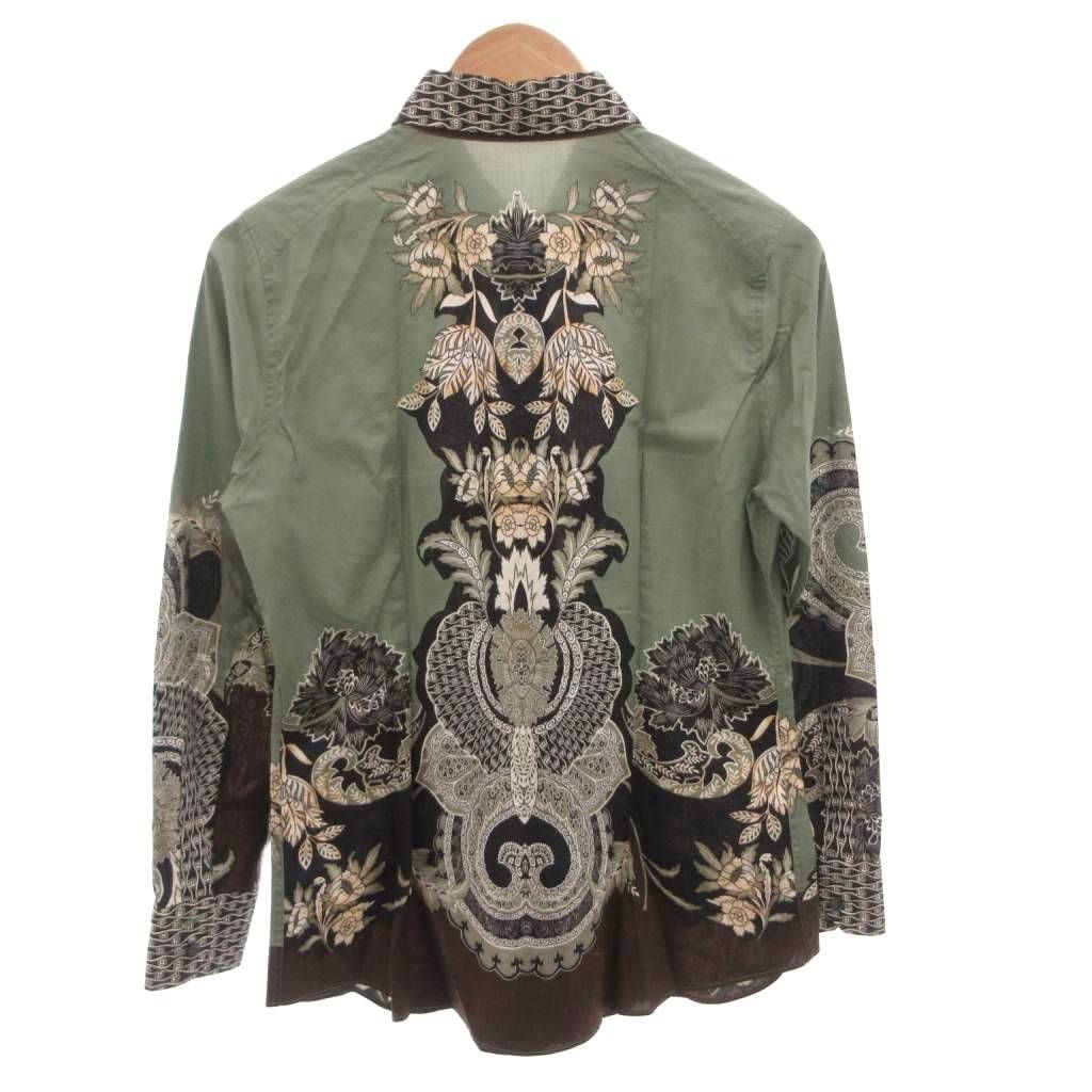 エトロ ETRO シャツ ブラウス 長袖 カジュアル 花柄 46 緑 グリーン