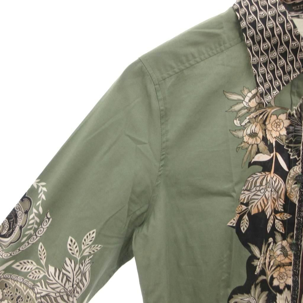 エトロ ETRO シャツ ブラウス 長袖 カジュアル 花柄 46 緑 グリーン